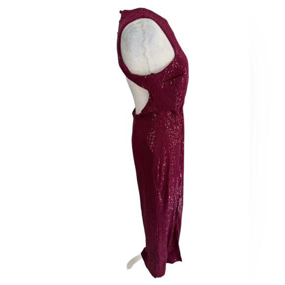 Alamour The Label Gown Dress Wedding Guest Magenta Sequin Glam Formal Prom Sz L - Picture 5 of 16